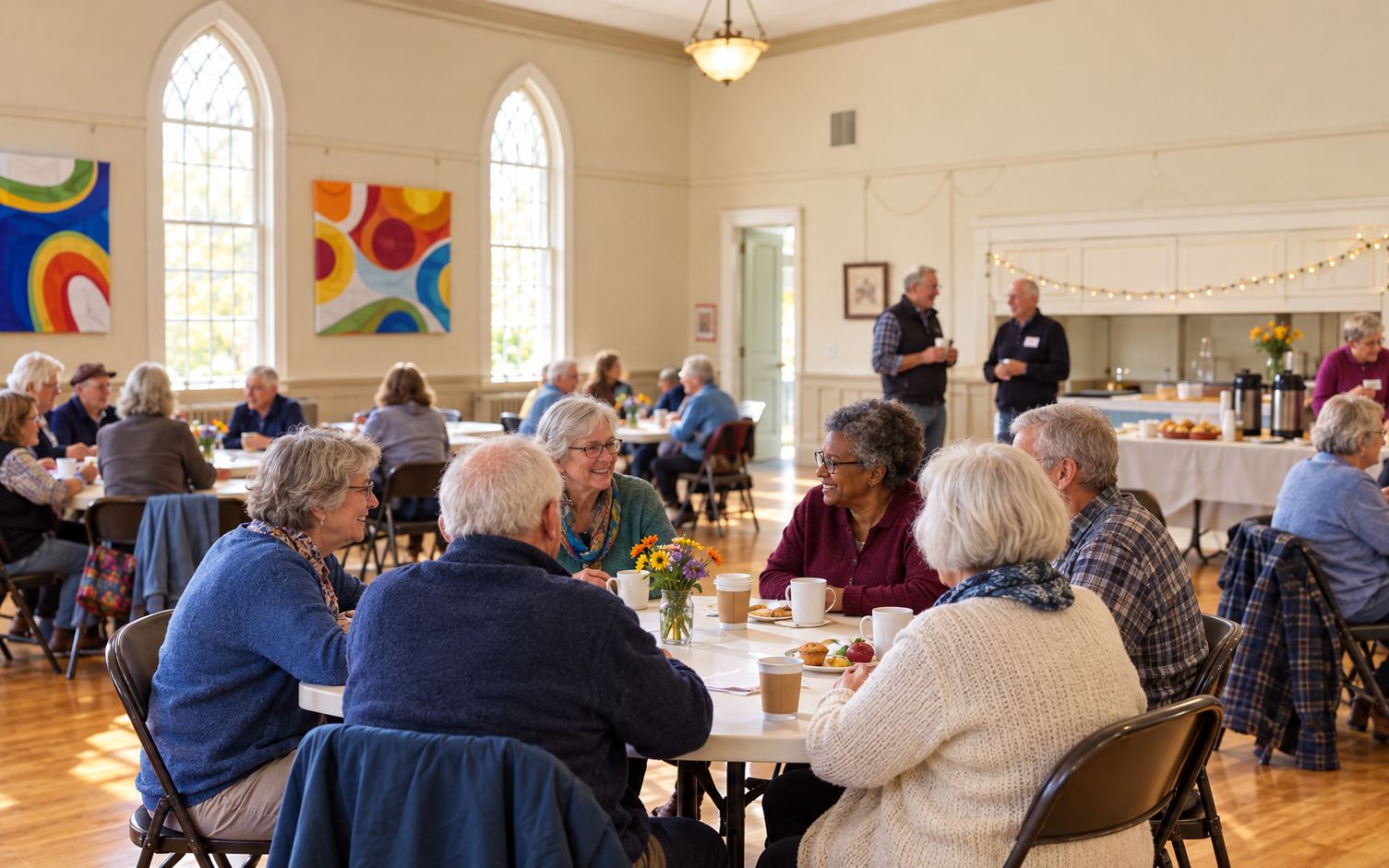 image of community gathering for meal together (AI)